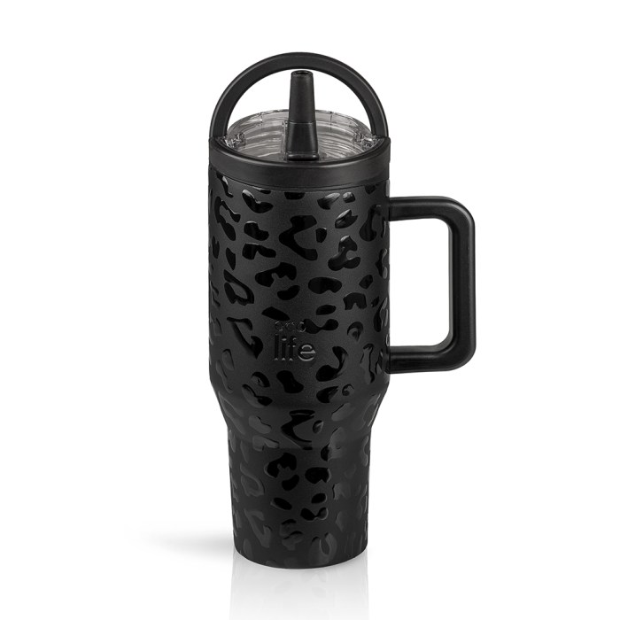 Μαύρο λεοπάρ tumbler με διπλή λαβή