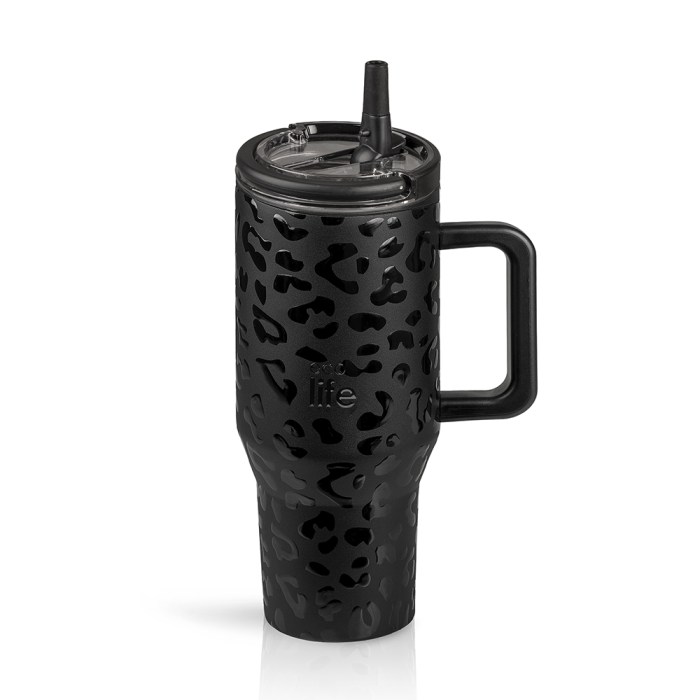 Μαύρο λεοπάρ tumbler με διπλή λαβή