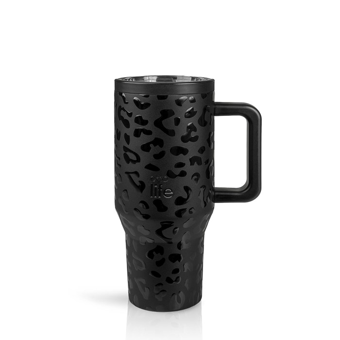 Μαύρο λεοπάρ tumbler με διπλή λαβή